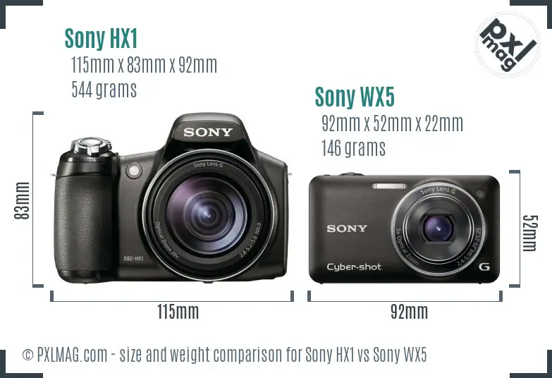 Sony HX1 vs Sony WX5 size comparison