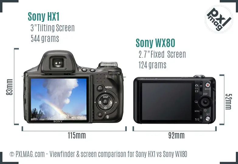 Sony HX1 vs Sony WX80 Screen and Viewfinder comparison