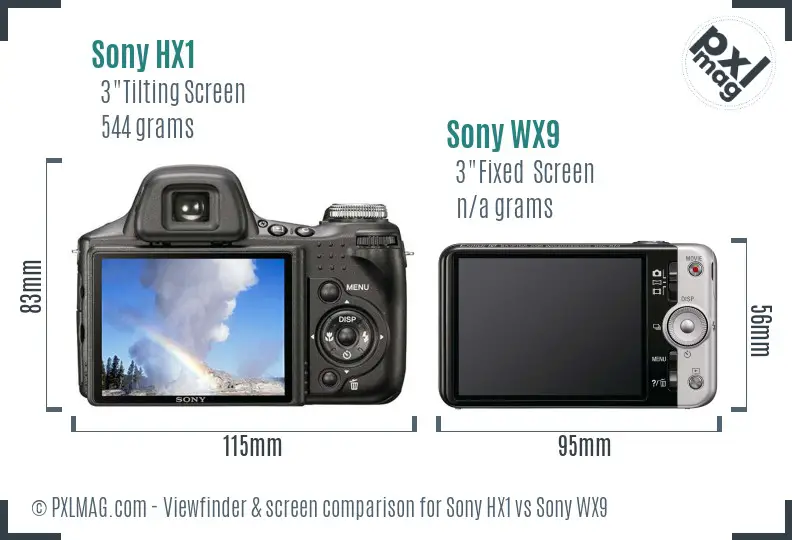 Sony HX1 vs Sony WX9 Screen and Viewfinder comparison