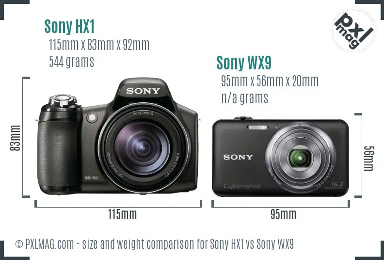 Sony HX1 vs Sony WX9 size comparison