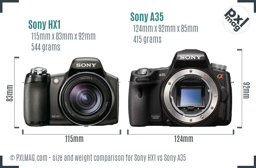 Sony HX1 vs Sony A35 size comparison