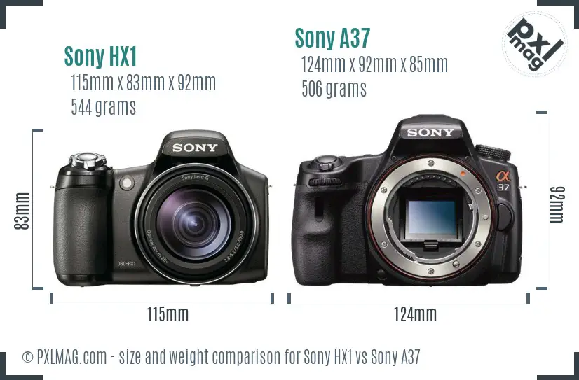Sony HX1 vs Sony A37 size comparison