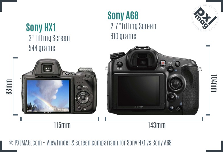 Sony HX1 vs Sony A68 Screen and Viewfinder comparison