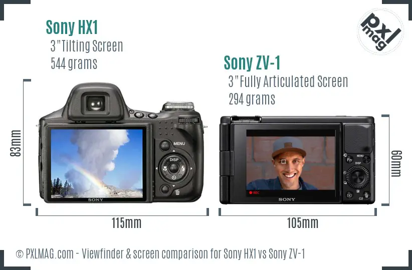 Sony HX1 vs Sony ZV-1 Screen and Viewfinder comparison