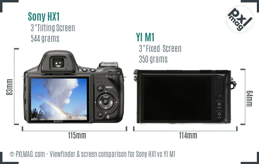Sony HX1 vs YI M1 Screen and Viewfinder comparison