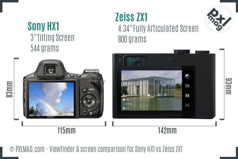 Sony HX1 vs Zeiss ZX1 Screen and Viewfinder comparison