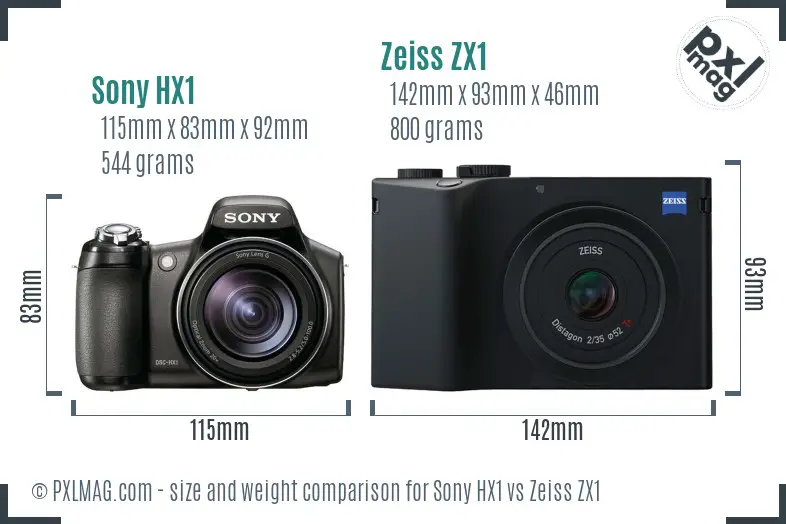 Sony HX1 vs Zeiss ZX1 size comparison
