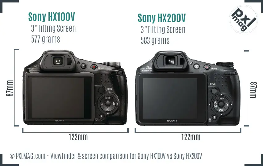 Sony HX100V vs Sony HX200V Screen and Viewfinder comparison