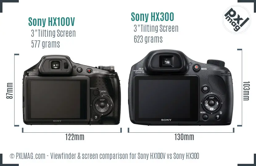 Sony HX100V vs Sony HX300 Screen and Viewfinder comparison
