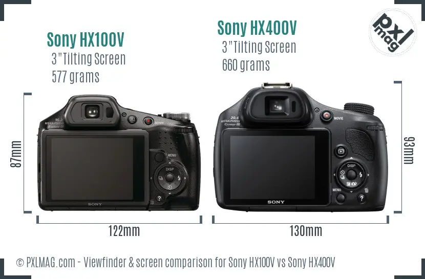 Sony HX100V vs Sony HX400V Screen and Viewfinder comparison