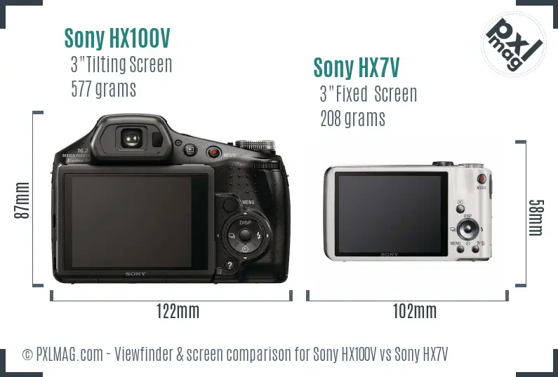 Sony HX100V vs Sony HX7V Screen and Viewfinder comparison