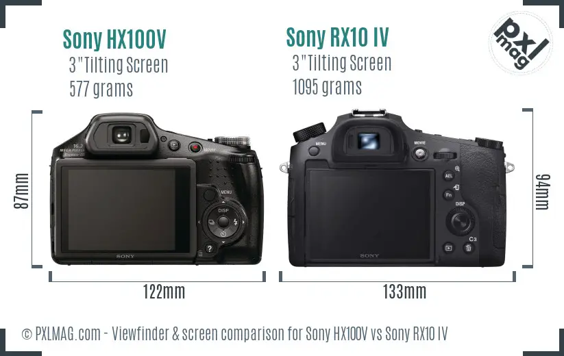 Sony HX100V vs Sony RX10 IV Screen and Viewfinder comparison