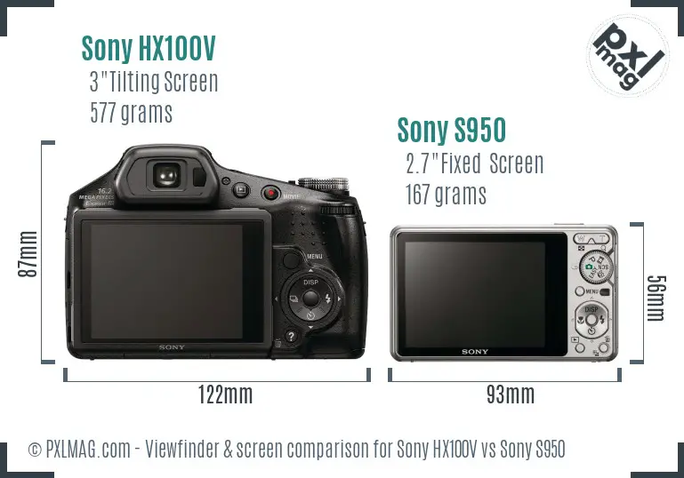 Sony HX100V vs Sony S950 Screen and Viewfinder comparison