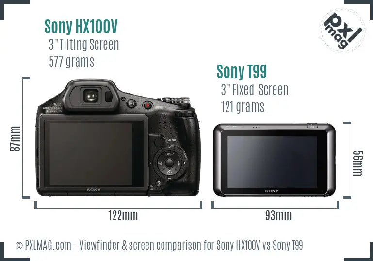 Sony HX100V vs Sony T99 Screen and Viewfinder comparison