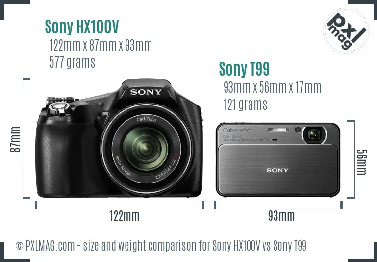 Sony HX100V vs Sony T99 size comparison