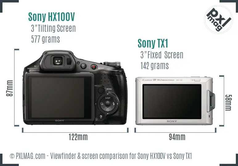 Sony HX100V vs Sony TX1 Screen and Viewfinder comparison