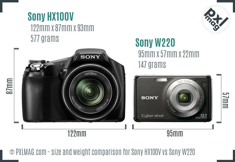 Sony HX100V vs Sony W220 size comparison