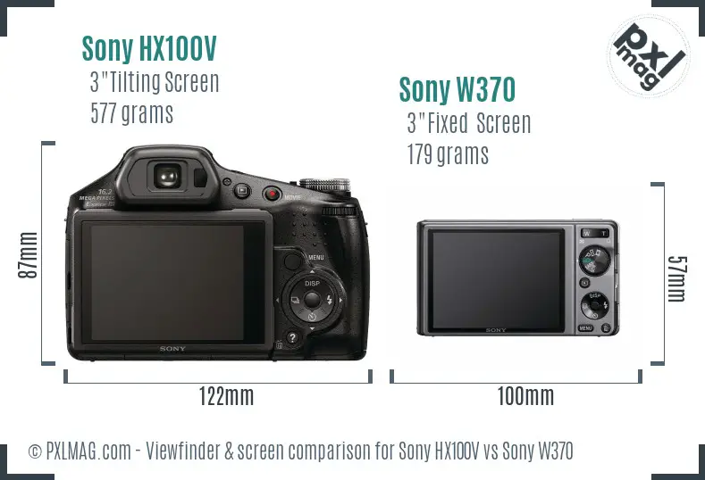 Sony HX100V vs Sony W370 Screen and Viewfinder comparison