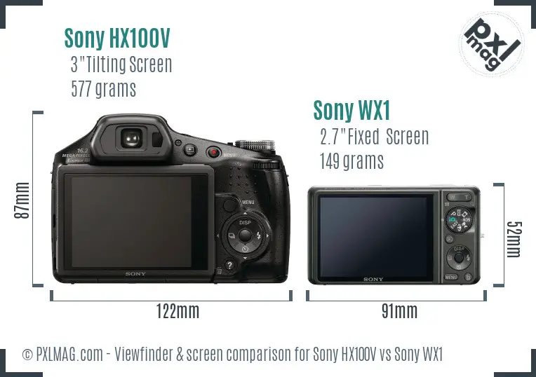 Sony HX100V vs Sony WX1 Screen and Viewfinder comparison