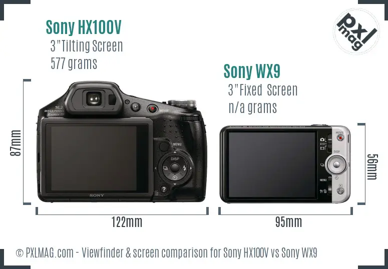 Sony HX100V vs Sony WX9 Screen and Viewfinder comparison