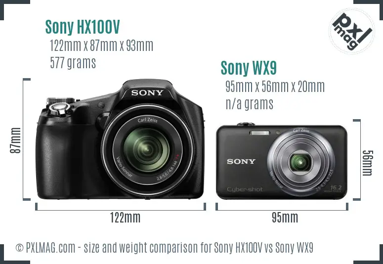 Sony HX100V vs Sony WX9 size comparison