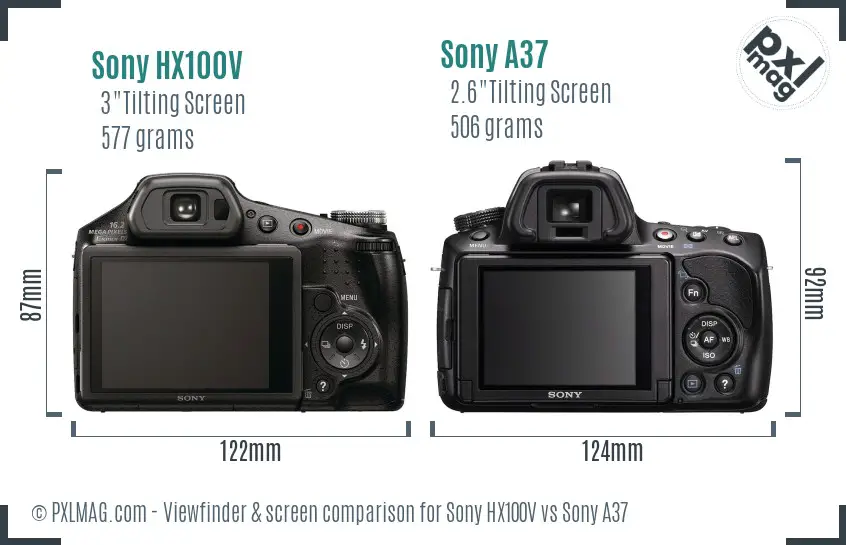 Sony HX100V vs Sony A37 Screen and Viewfinder comparison