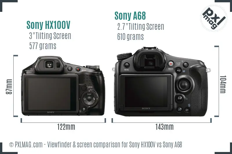 Sony HX100V vs Sony A68 Screen and Viewfinder comparison