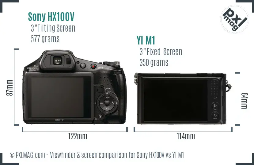 Sony HX100V vs YI M1 Screen and Viewfinder comparison