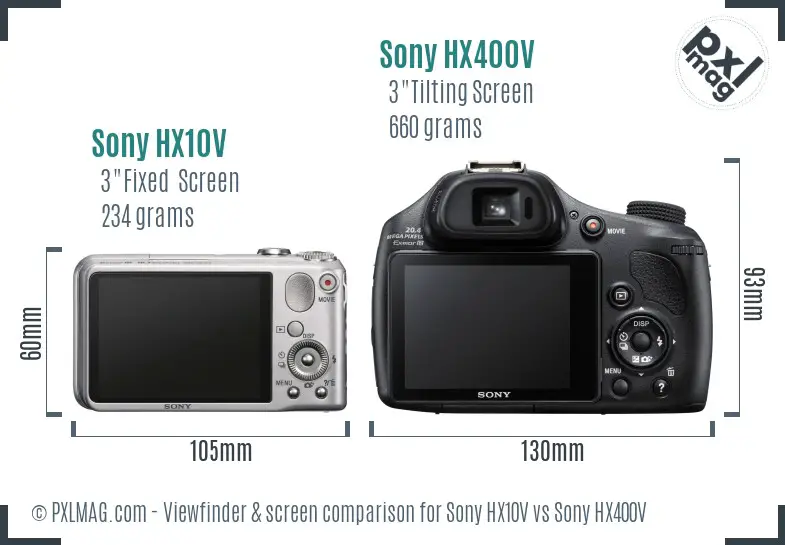 Sony HX10V vs Sony HX400V Screen and Viewfinder comparison