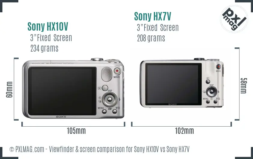 Sony HX10V vs Sony HX7V Screen and Viewfinder comparison