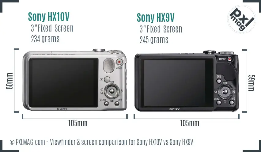 Sony HX10V vs Sony HX9V Screen and Viewfinder comparison