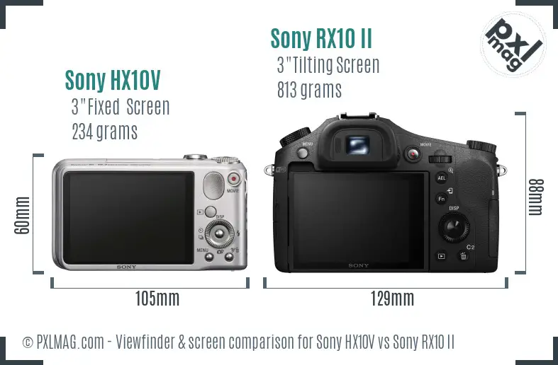 Sony HX10V vs Sony RX10 II Screen and Viewfinder comparison