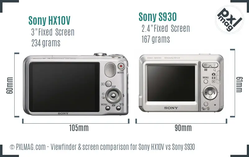 Sony HX10V vs Sony S930 Screen and Viewfinder comparison