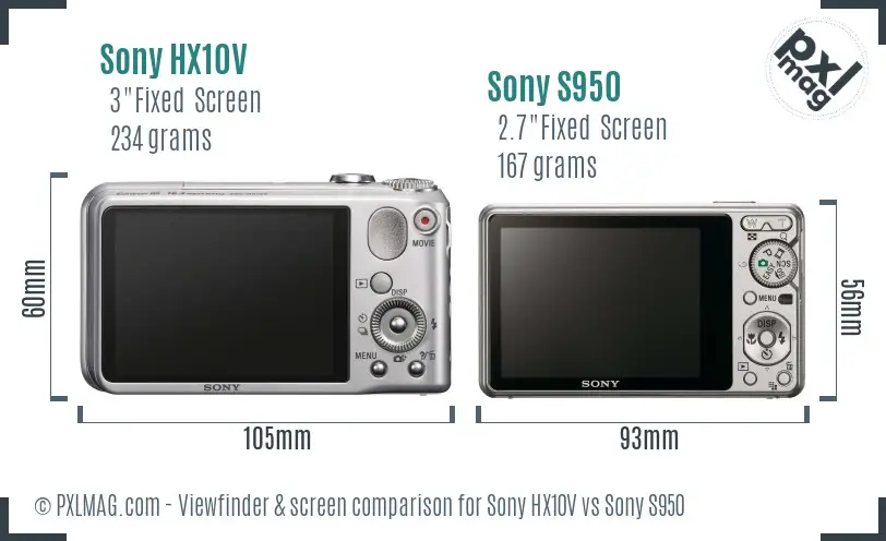 Sony HX10V vs Sony S950 Screen and Viewfinder comparison
