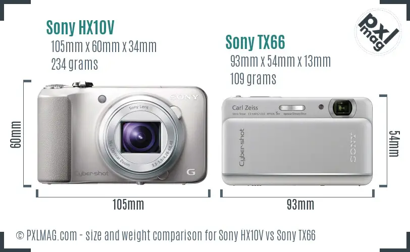 Sony HX10V vs Sony TX66 size comparison