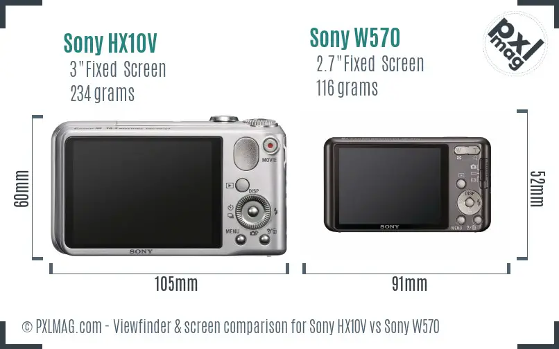 Sony HX10V vs Sony W570 Screen and Viewfinder comparison