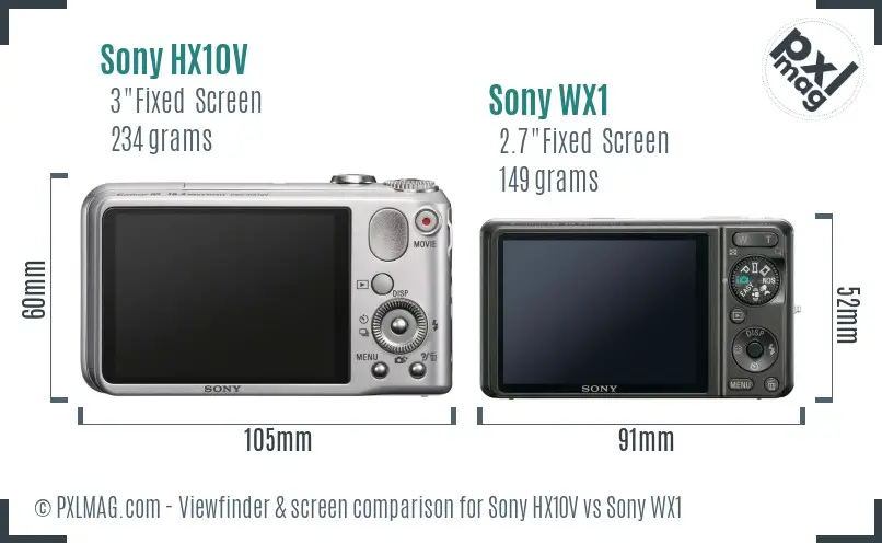Sony HX10V vs Sony WX1 Screen and Viewfinder comparison