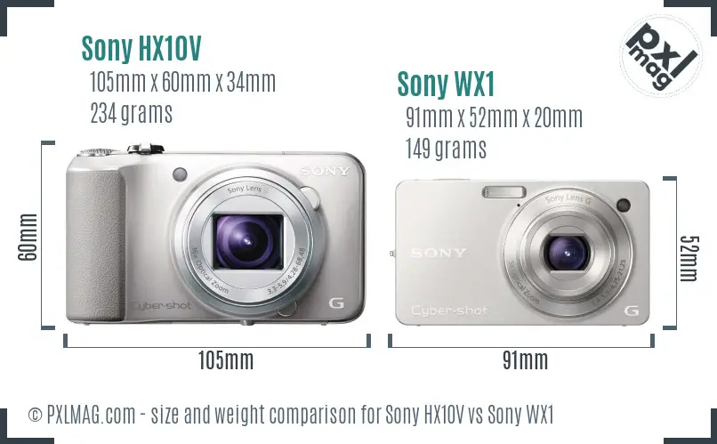 Sony HX10V vs Sony WX1 size comparison