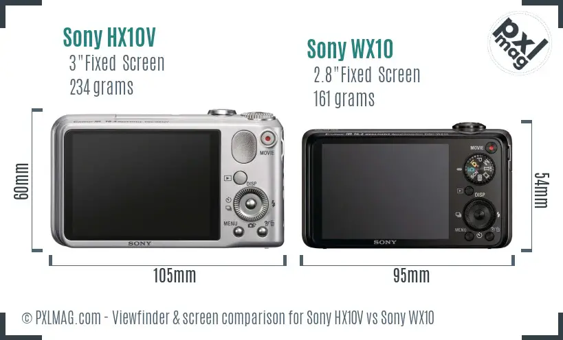 Sony HX10V vs Sony WX10 Screen and Viewfinder comparison