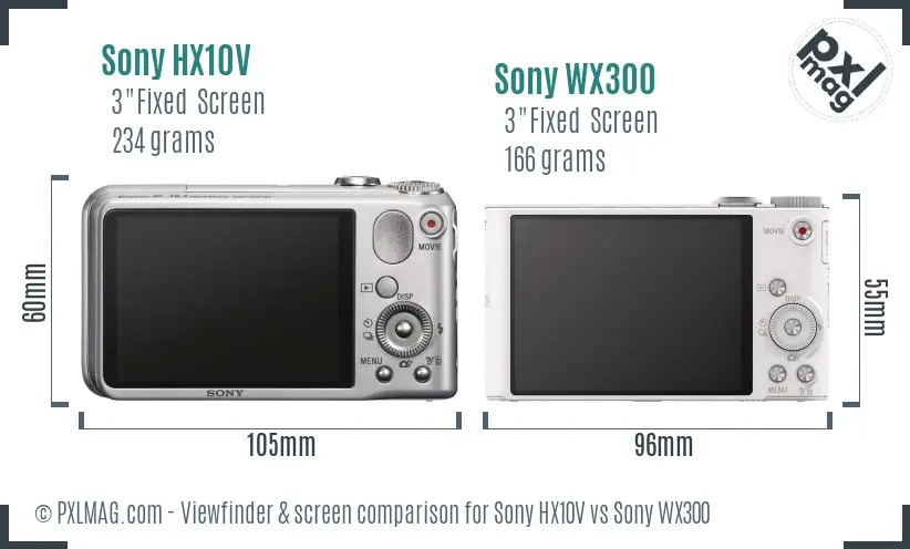 Sony HX10V vs Sony WX300 Screen and Viewfinder comparison