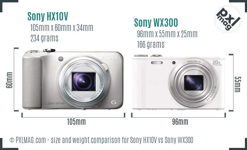 Sony HX10V vs Sony WX300 size comparison