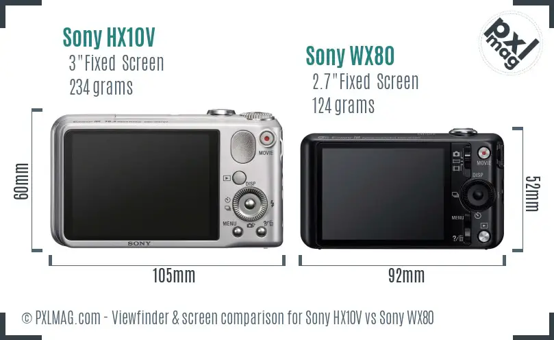 Sony HX10V vs Sony WX80 Screen and Viewfinder comparison
