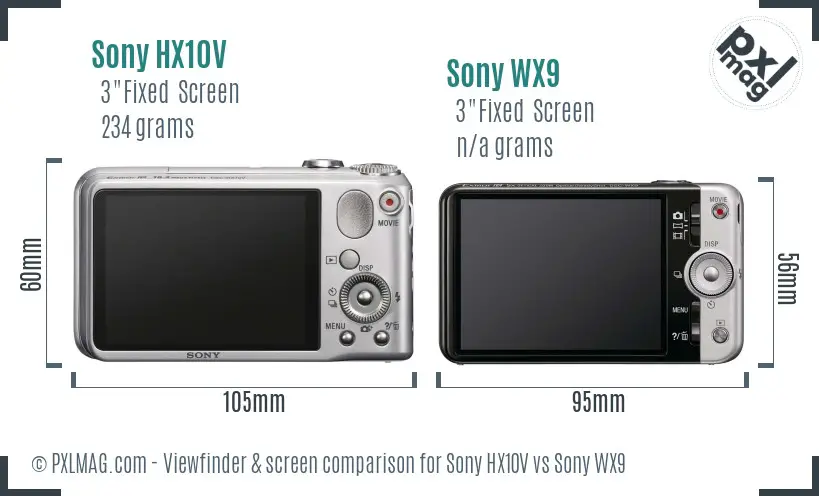 Sony HX10V vs Sony WX9 Screen and Viewfinder comparison