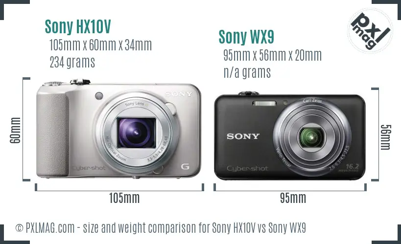 Sony HX10V vs Sony WX9 size comparison