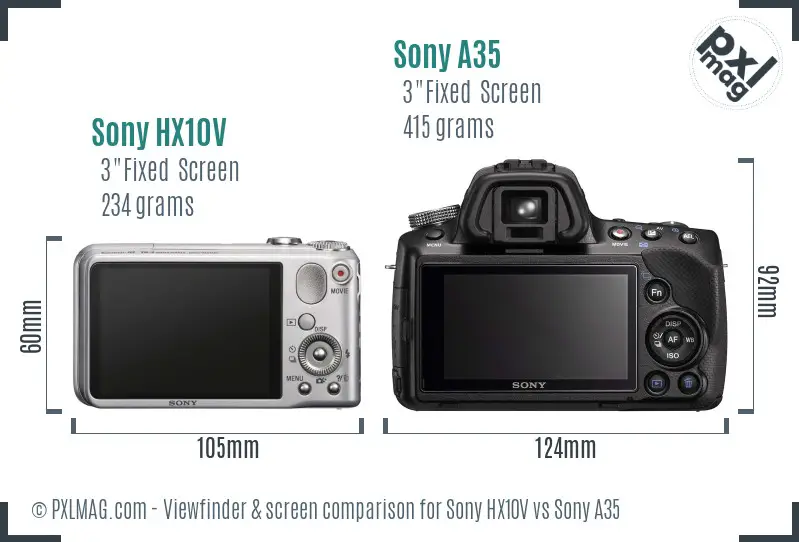 Sony HX10V vs Sony A35 Screen and Viewfinder comparison