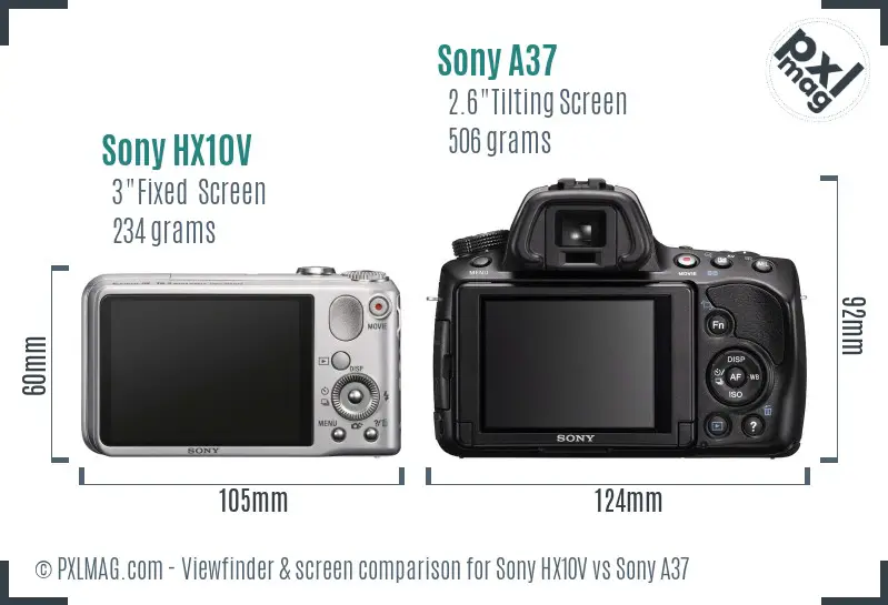Sony HX10V vs Sony A37 Screen and Viewfinder comparison