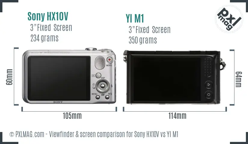 Sony HX10V vs YI M1 Screen and Viewfinder comparison
