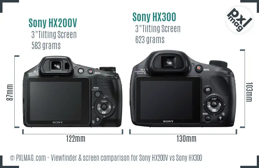 Sony HX200V vs Sony HX300 Screen and Viewfinder comparison