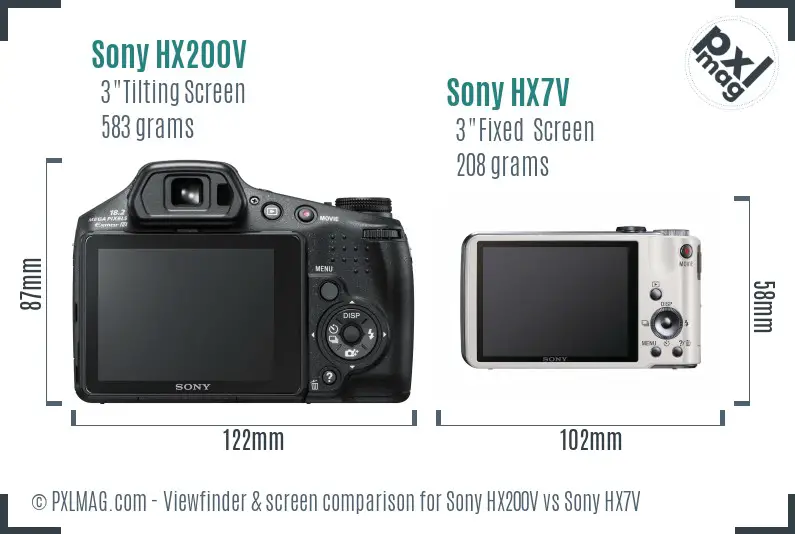 Sony HX200V vs Sony HX7V Screen and Viewfinder comparison