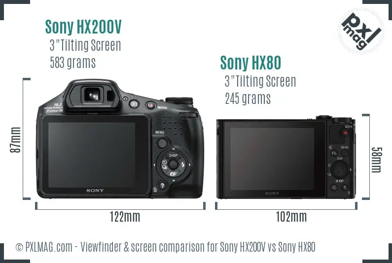 Sony HX200V vs Sony HX80 Screen and Viewfinder comparison